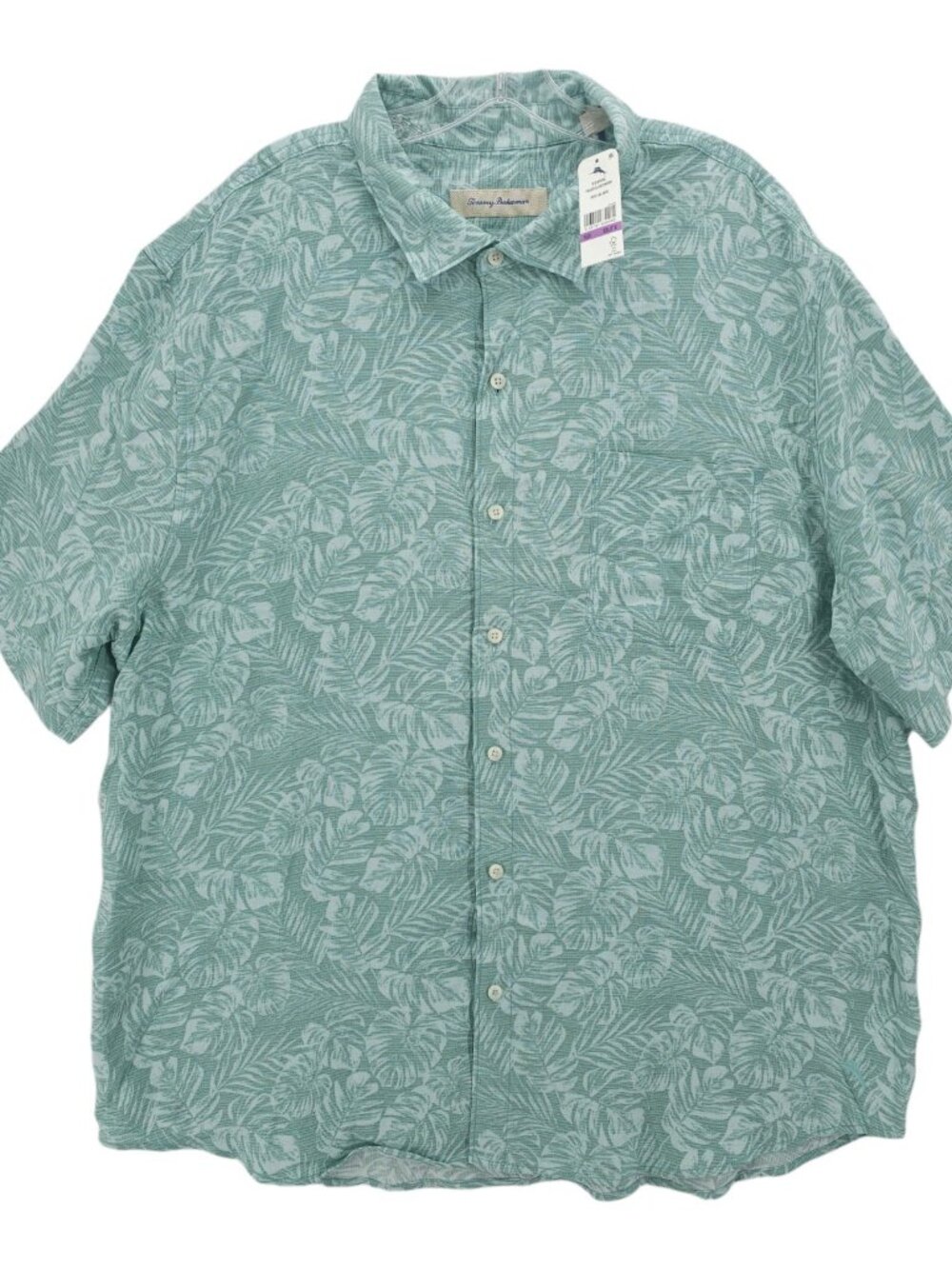 NWT TOMMY BAHAMA Fallen Leaves Woven Shirt Oil Blue Green Tencel Modal Blend XXL